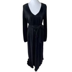 Petal & Pup Long Sleeve Maxi Dress Tie Waist Black Size 10